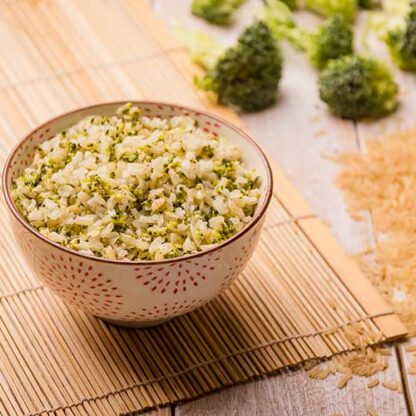 arroz integral com brócolis