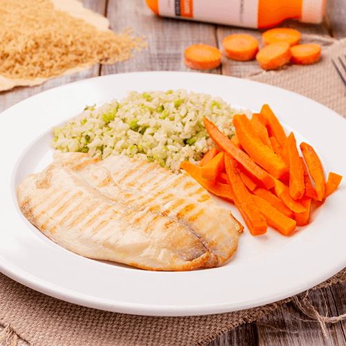 13 – st peter sal rosa + arroz integral com brócolis + cenoura ao forno