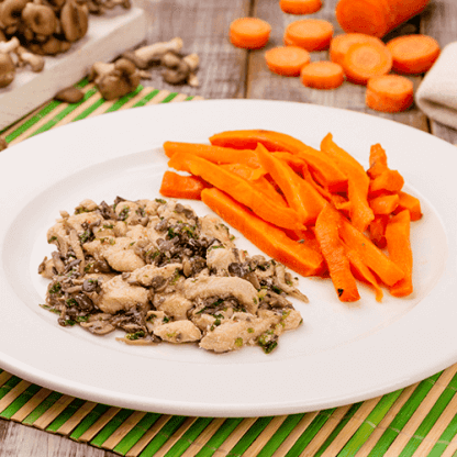 5 – frango com shimeji + cenoura ao forno (low carb)